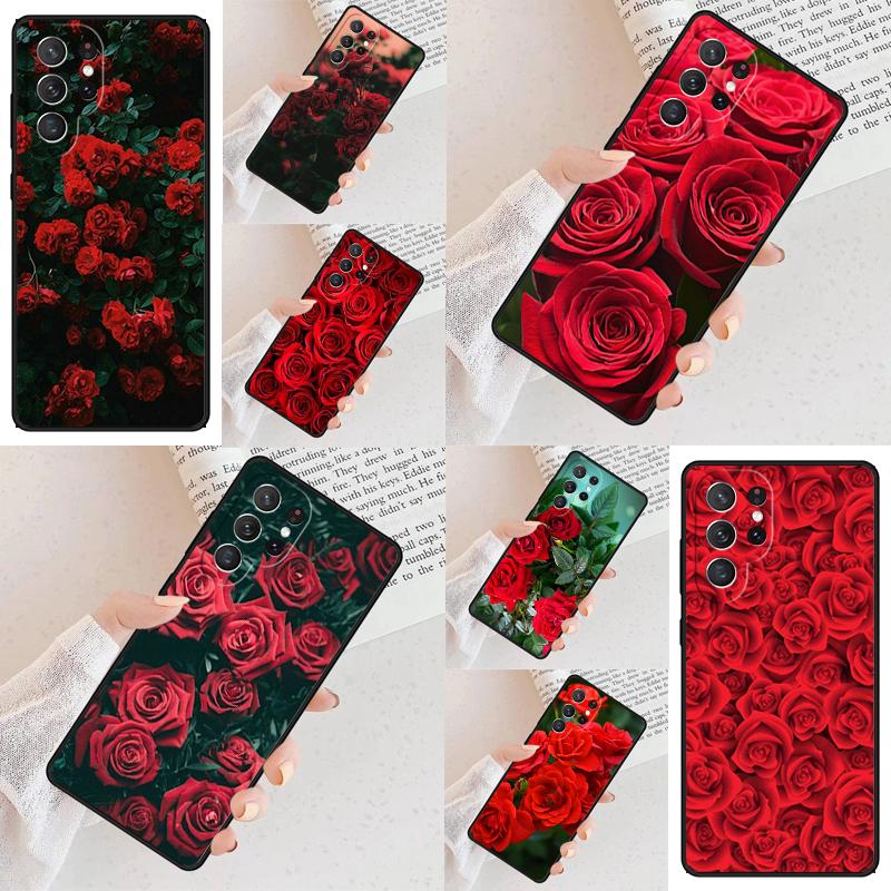 Bright Red Roses Flowers Cell Phone Case for Samsung Galaxy S26 Ultra S25 S24 S23 S22 S21 S20 Note10 Cover