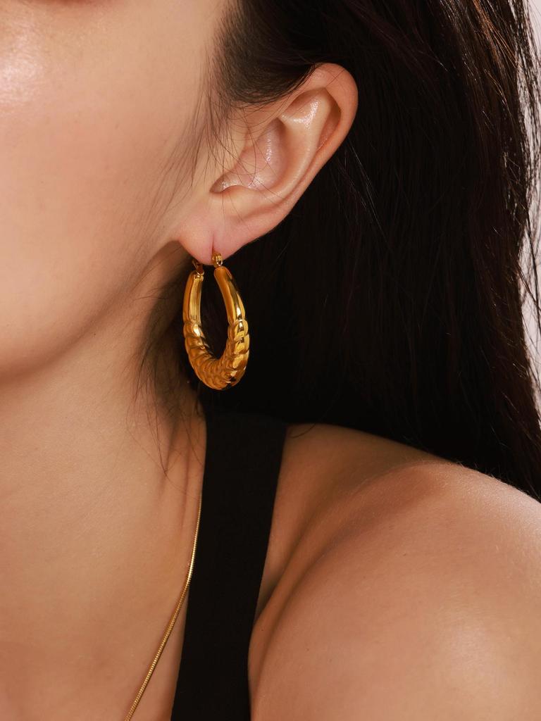 Qiong Yao Gold Plated Stainless Steel Geometric U-Shaped Earrings - Durable and Versatile Fashion Essential