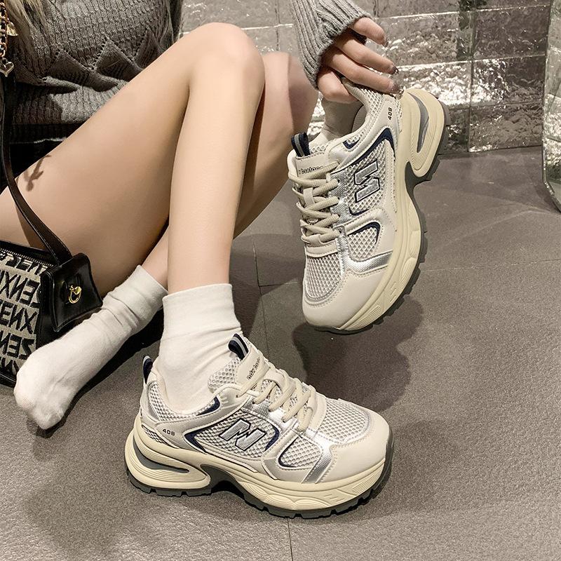 Thick-soled dad shoes for women in the summer of 2025, new popular soft-soled lightweight and versatile breathable mesh running sneakers