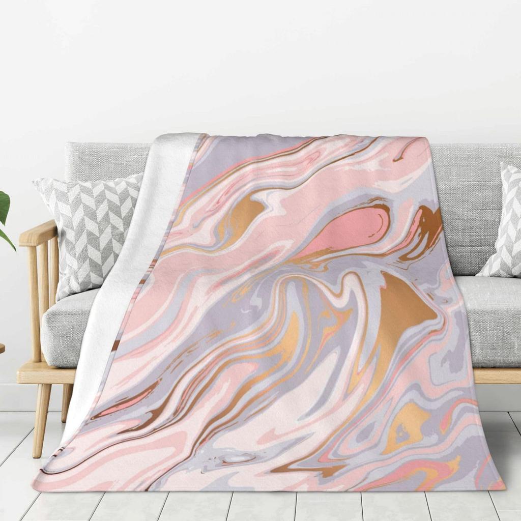 Blue marble pattern Printed Blanket for Sofa Bed Travel Camping Living Room Office Conditioning Blanket for All Seasons Gifts