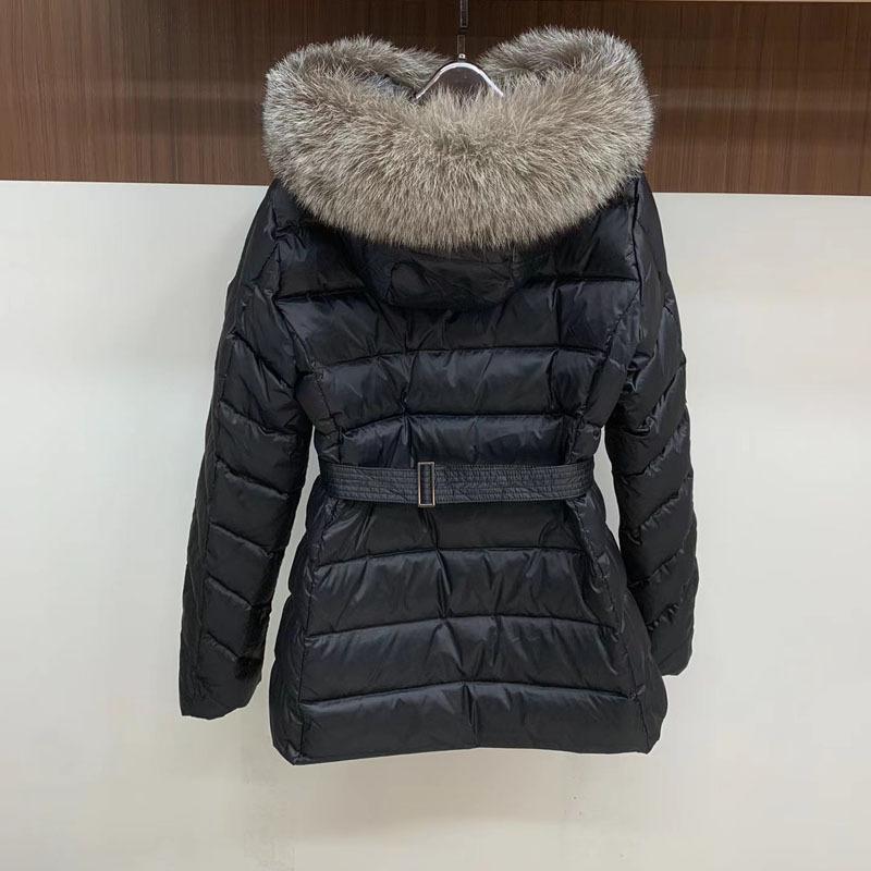 Down jacket high version European station waist model classic medium and long down jacket women's hooded big fur collar