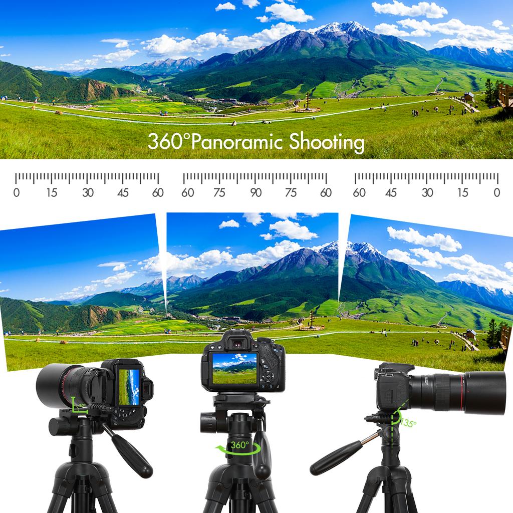 Andoer TTT-009 168CM/66.14Inch Portable Photography Tripod Monopod Camera Horizontal Tripod Stand
