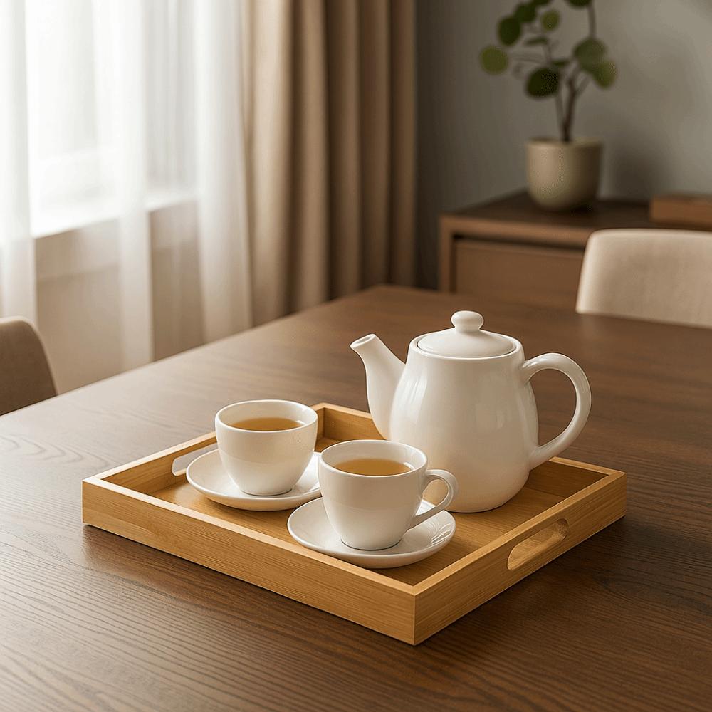Stylish Design Bamboo Tray with Handle Dessert Tray Multi-Purpose Food Tray  Food Presentation