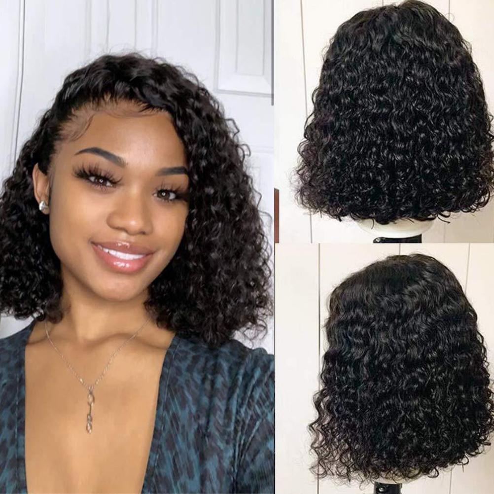 Wavy Wigs Deep Wave Lace Frontal Wigs Brazilian Hair Wigs for Black Women Natural Black 150percent