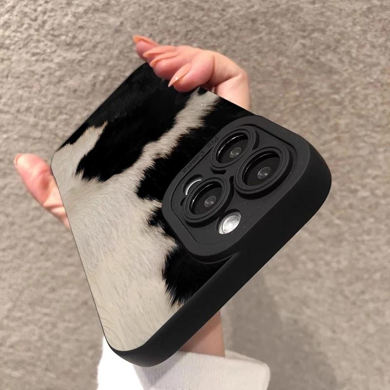Creative Milk Cow Pattern Silicone Phone Case for iPhone 17 AIR 16 15 14 13 12 11 PRO MAX XSMAX XR 7 8 PLUS Y2K Silicone Cover