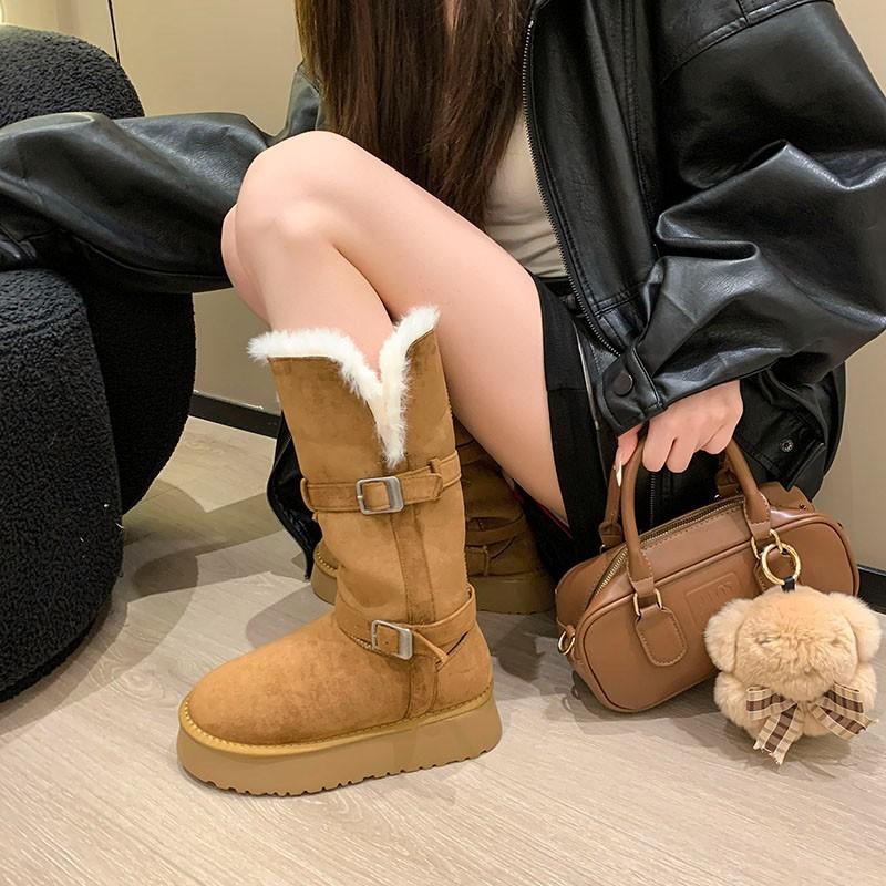 Northeast Harbin Long Tube Gray Snow Boots Women's 2025 New Winter Thick-soled Piled Thickened High Tube Cotton Shoes