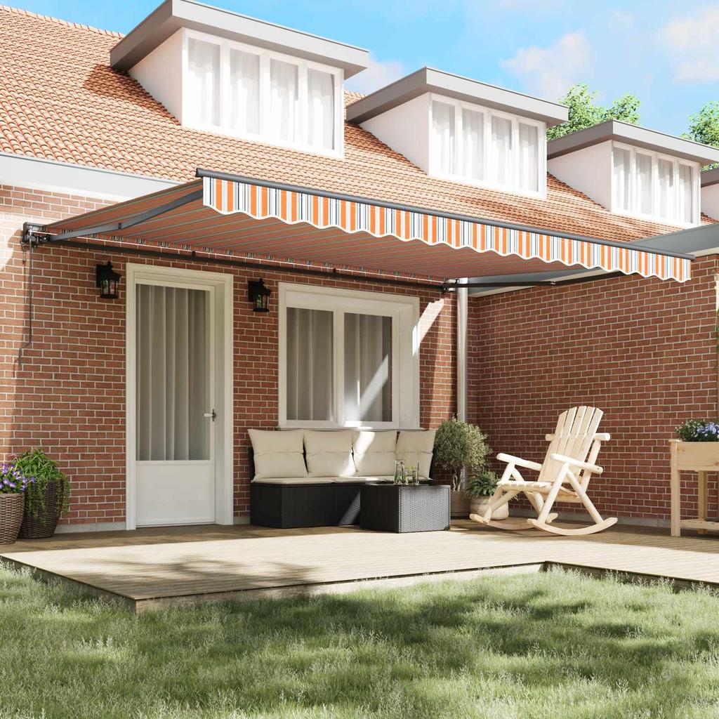 Retractable Awning Frame Blue and Orange 450 X 300 Cm