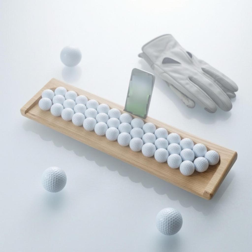 Golf Ball Tray with Built in Phone Holder Wooden