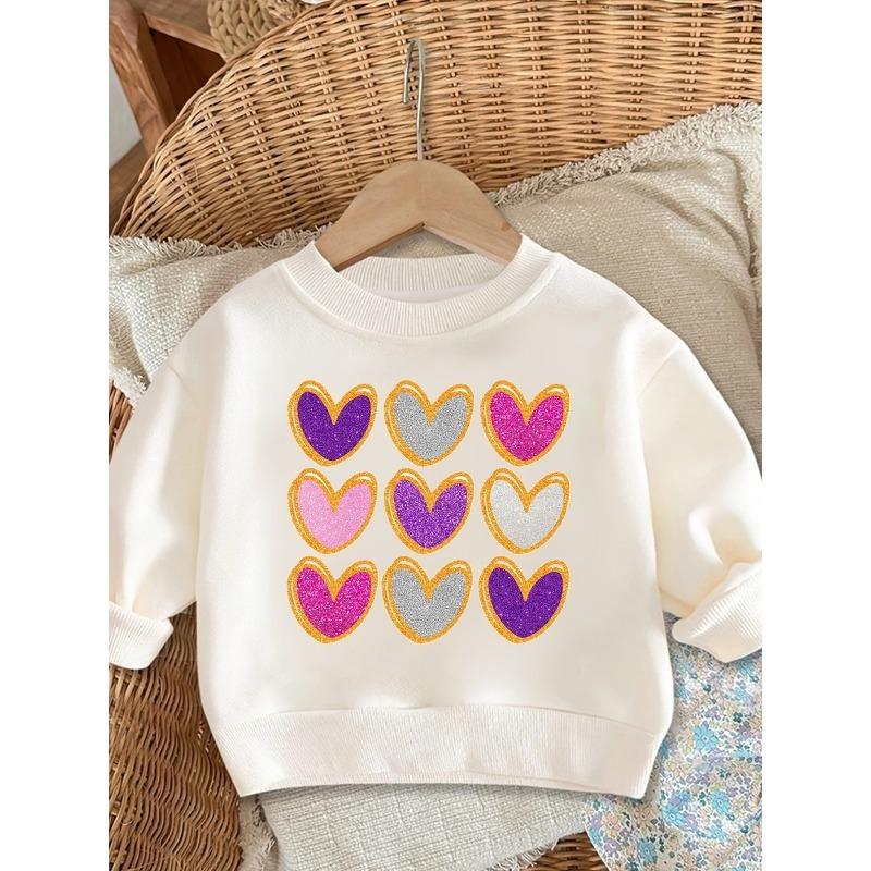 European Size Cute Printed Pattern Baby Girl Comfortable and Simple Round Neck Hoodie