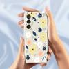 Für Samsung Galaxy A36 5G Hülle Bunter Floral Blauer Blätter Muster Druck Gerade Kante TPU Handy Rückseite