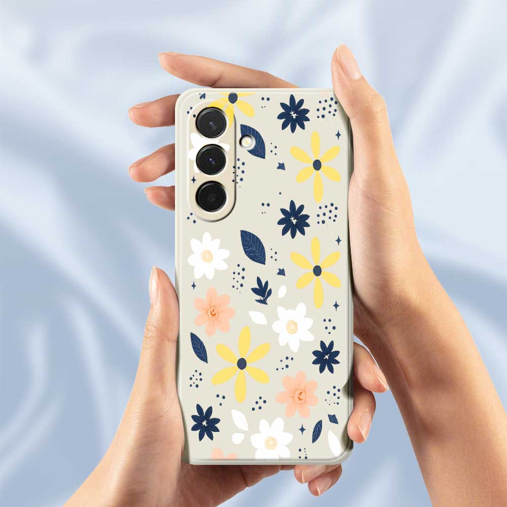 For Samsung Galaxy A36 5G Case Colorful Floral Blue Leaves Pattern Printing Straight Edge TPU Phone Back Cover