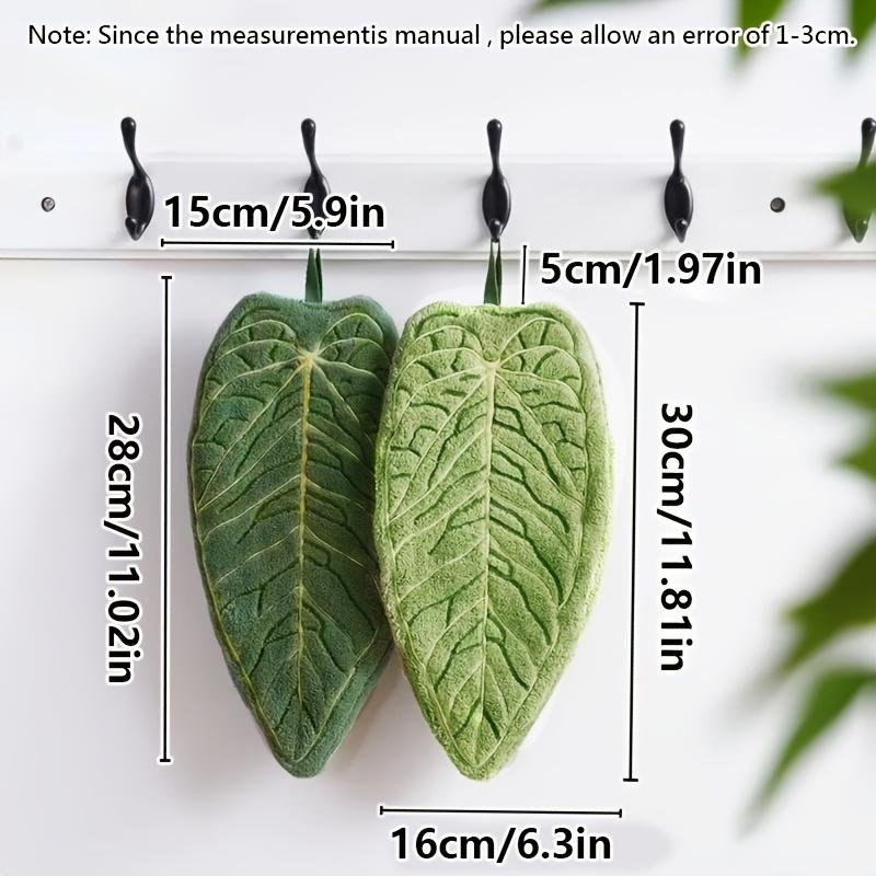 2 Pezzi Asciugamano a Mano Creativo a Forma di Foglia Morbido Pile di Corallo Assorbente Asciugamano da Appendere per Cucina e Bagno