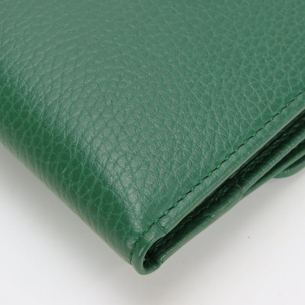 Used GUCCI Bifold Wallet Interlocking 615525 Leather Green Everyday Use