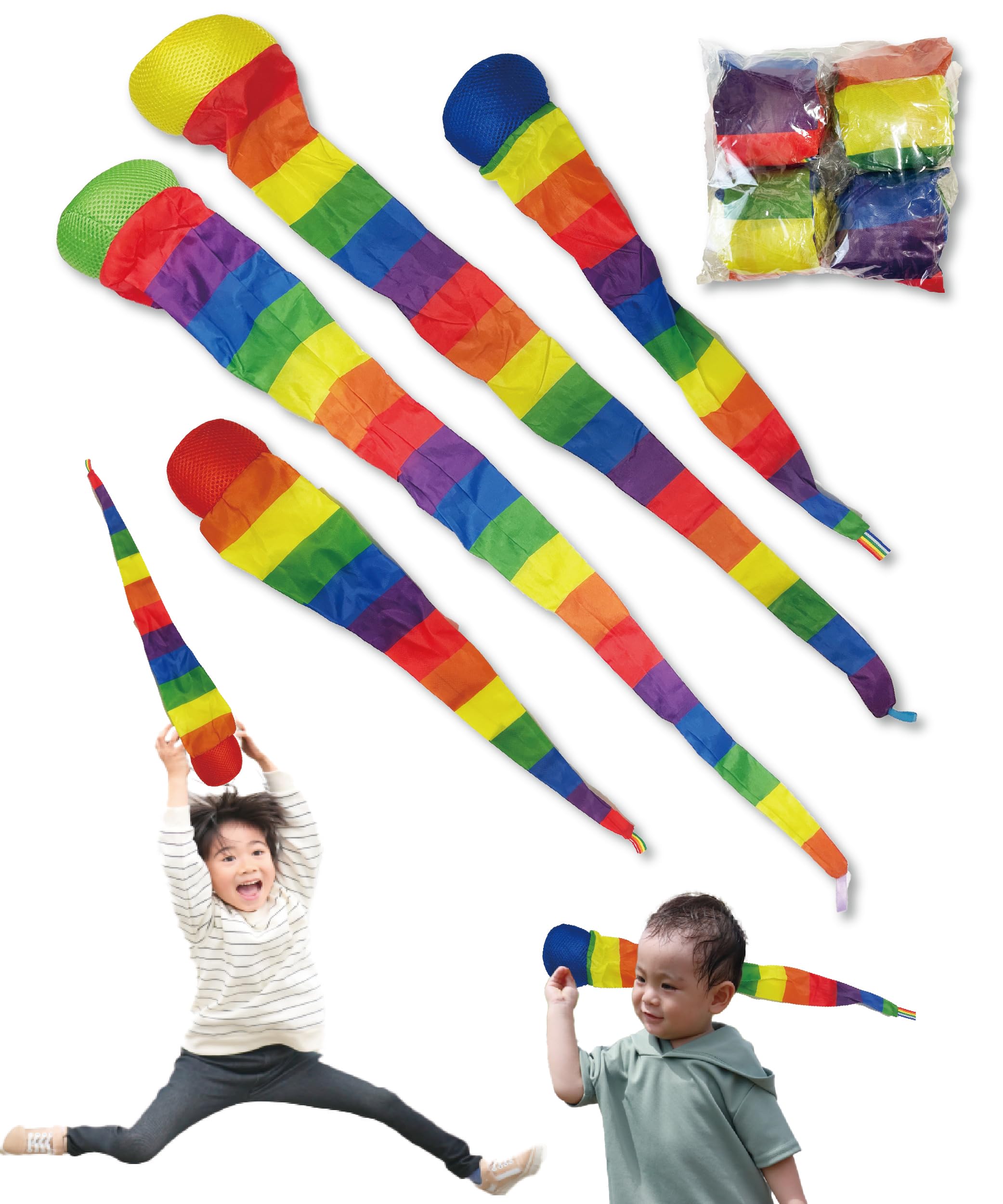 

SHOP SHIMATARO Rainbow Toss 4-Piece Set Throwing and Flying Toy Balls Educational Play Fabric Toys Camping Outdoor Park Vibrant Colors