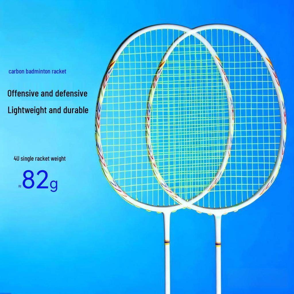 Full Carbon Fiber Badminton Racket Set for Men and Women - Durable, Lightweight, Offensive & Defensive, Professional Adult Singles & Doubles Play