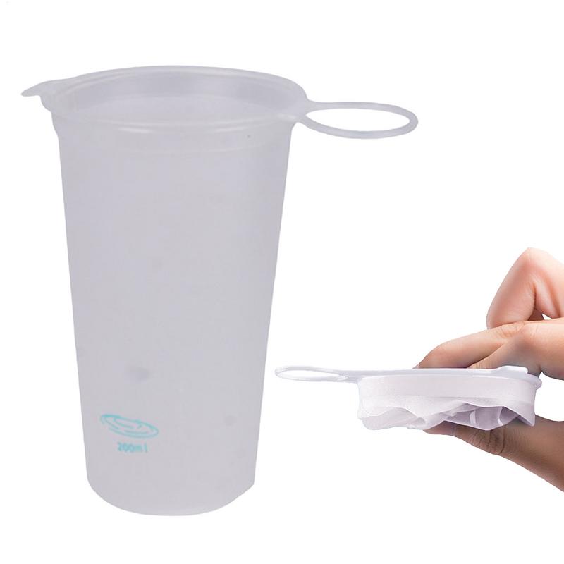 200ml Hiking Water Bottle Portable Soft Folding Drink Cup Large Mouth Reusable Outdoor Drinking Cup for Running Backpacking