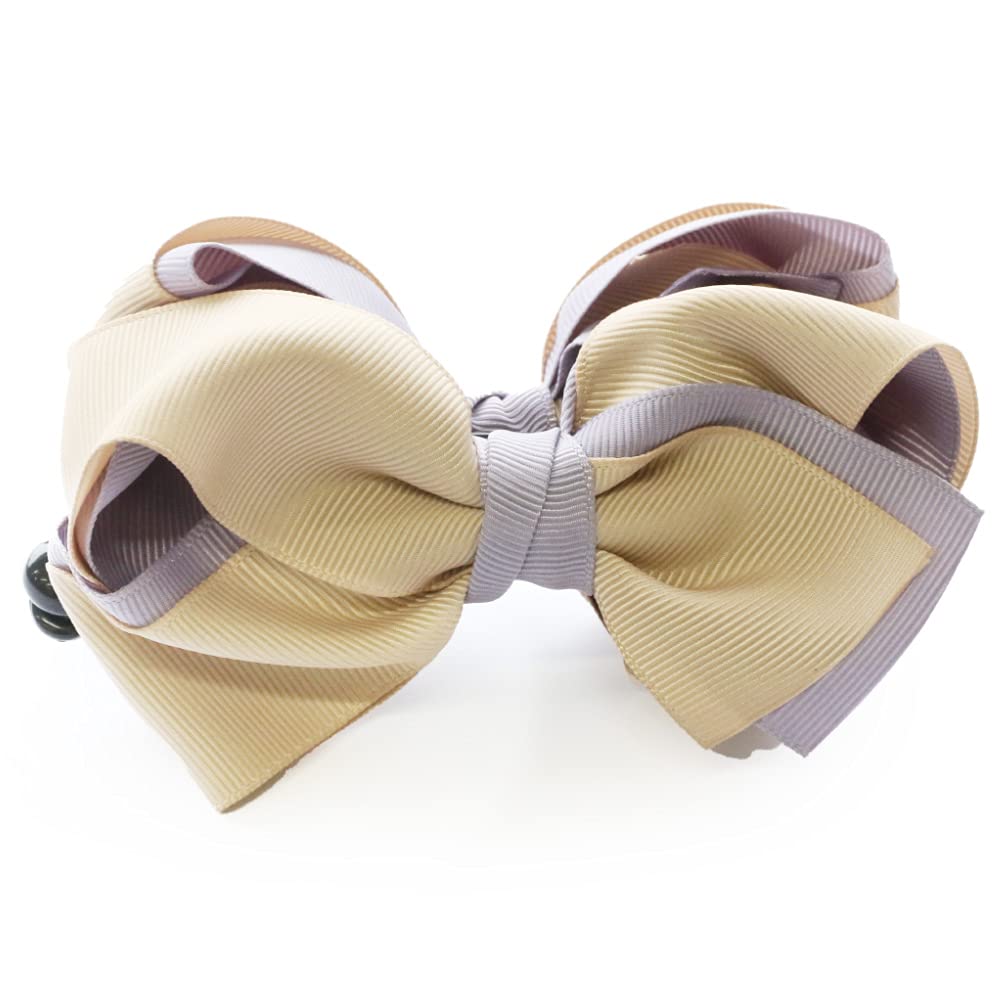 

JewelVOX Банановый зажим для волос Лента двухцветная Grosgrain Большая взрослая x [Jewel Box] Женская (Бежевый лавандовый)