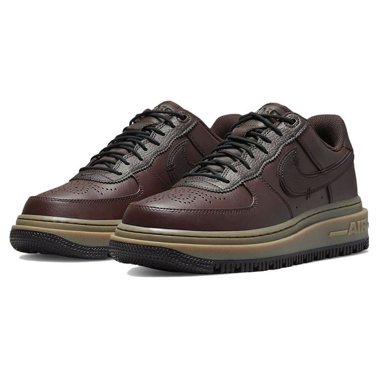 Nike Air Force 1 Luxe Marrone Basalto Sneakers Uomo Gomma Nera-Marrone Scuro DN2451-200