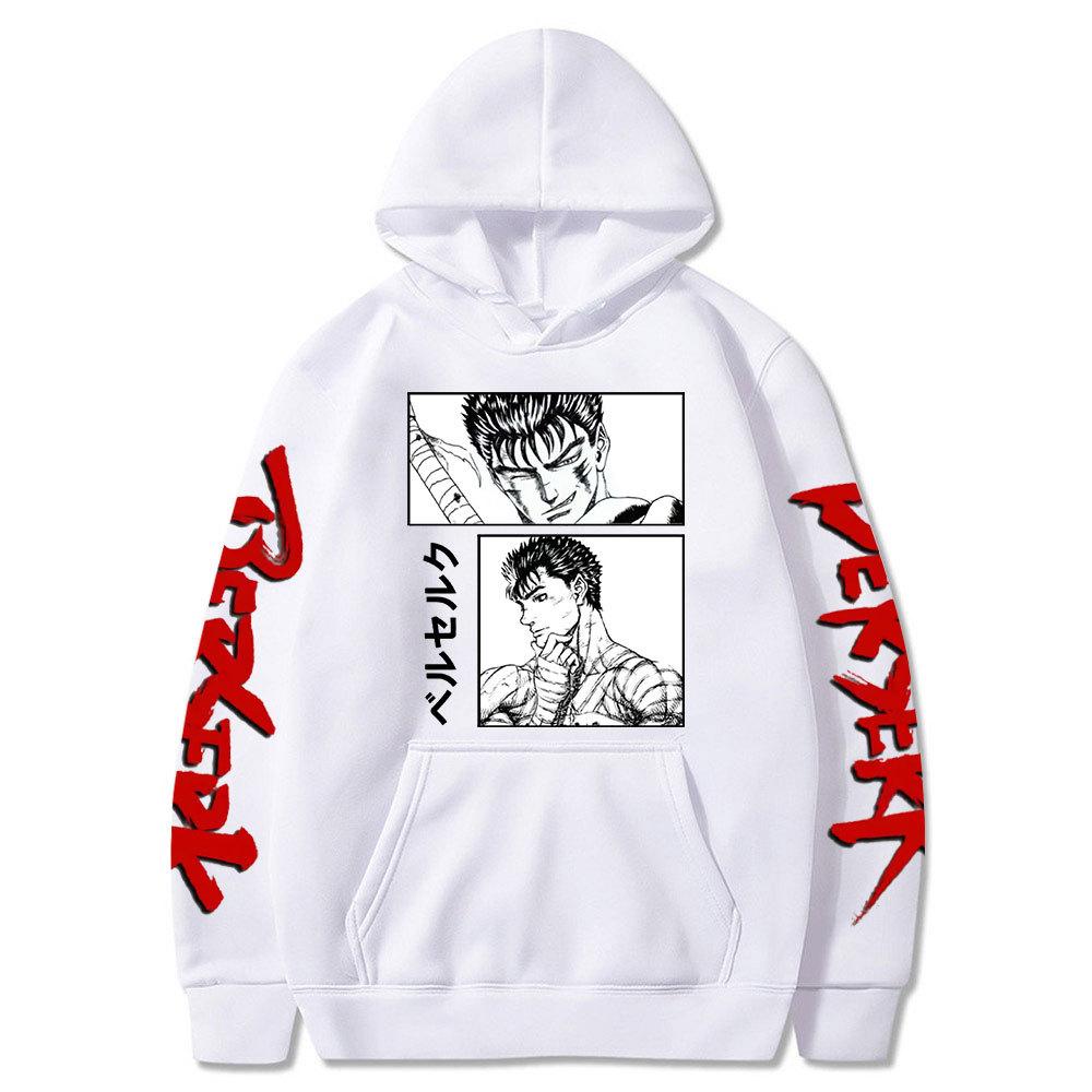 Men Hoodies Harajuku Japanese Anime Berserk Guts Posters Man Autumn Winter Fleece Streetwear