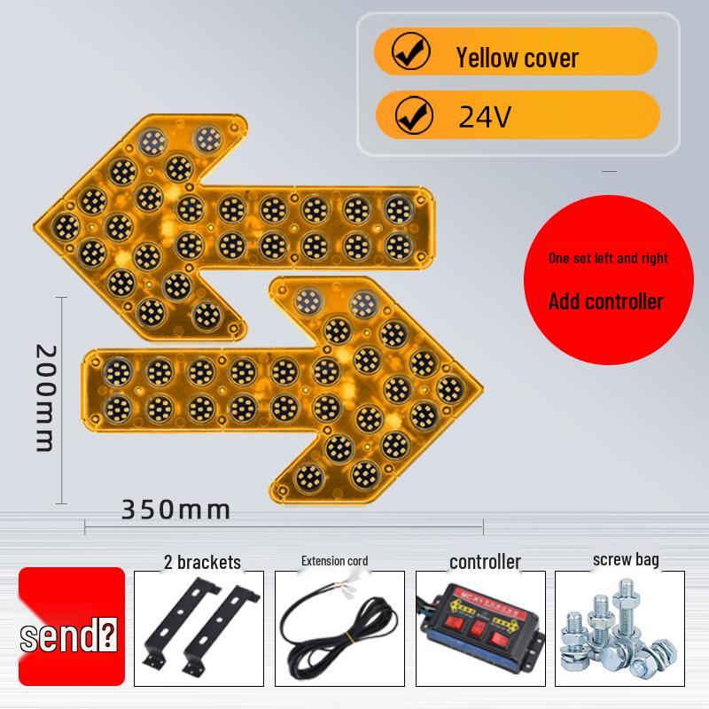 LED Directional Arrow Light 12V/24V for Trucks - Engineering, Construction, Warning, and Strobe Indicator.