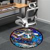 1pc Winter Wonderland Chair Carpet for Office, Round Polyester Mat, Indoor Decor for Office, Easycare Fabric, Washable Non-slip Area Carpet