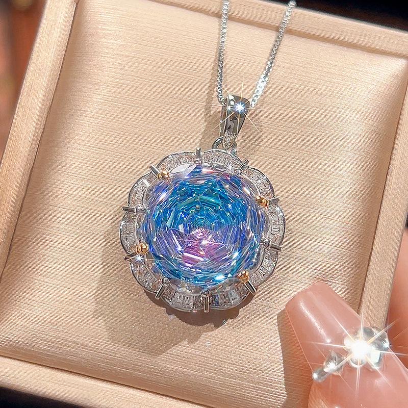 Jewelry Copper Bottom Gold-Plated Rose Cut Gradual Change Color Temperament Light Luxury Suit Women 16-10Mm