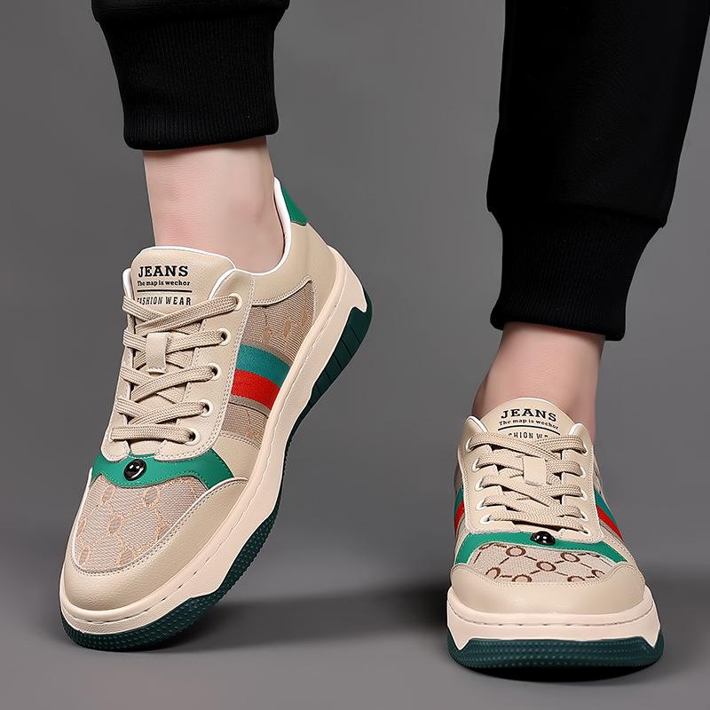 New Shoes for Men Canvas Casual Shoes Spring Autumn Trend Striped Flat Skateboard Shoes Youth Street Cool Lace-up Sneakers