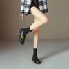 Women's Retro Chunky Heel Knitted Stretch Boots - Mid-Heel Ankle Loafers for Autumn/Winter 2025