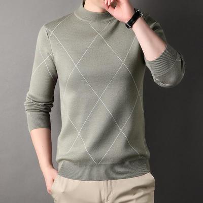 Herren Pullover 2025 Herbst/Winter Diamant Jacquard Strick - Rundhals, Langarm