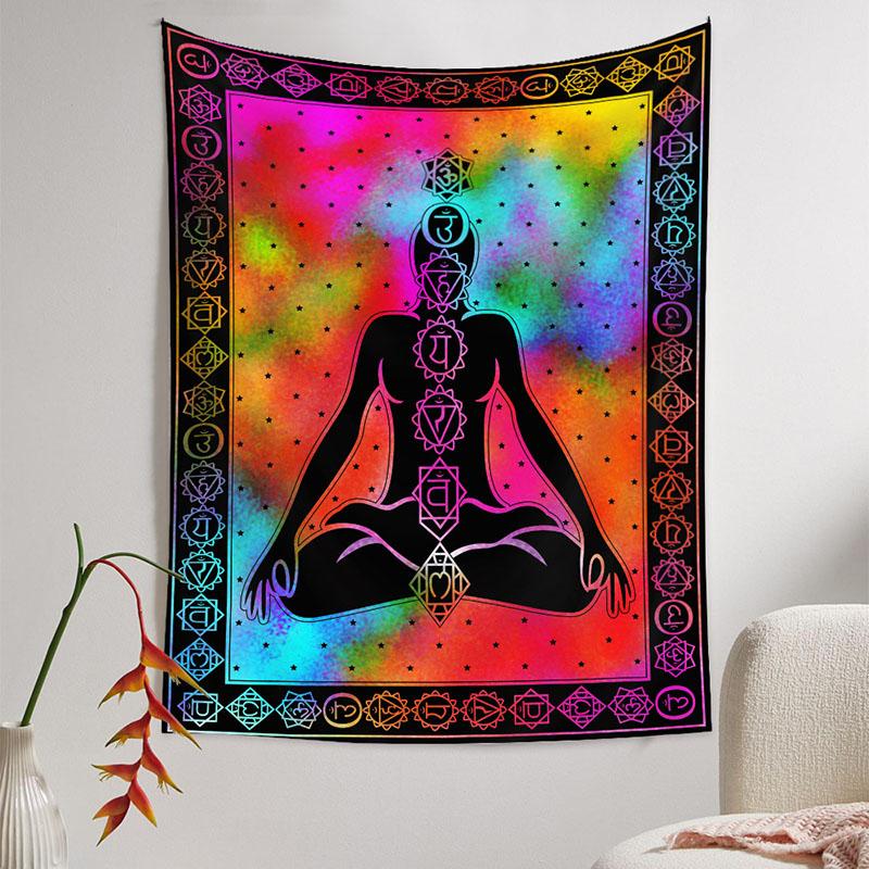 2026 Bohemian Yoga Meditation Tapestry Mandala Printed Wall Hanging Covering Cloth Color Machine Washable Bedroom Background