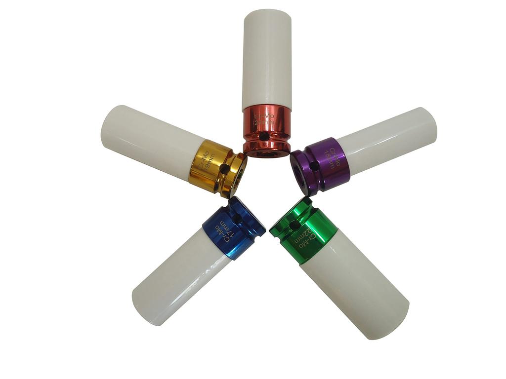 Nusssatz für Aluminium-Schlagschrauber Radmutter und mit Schutzkappen 1/2" Räder, kompatibel, dünnwandige Nüsse, 15mm, 17mm, 19mm, 21mm, 22mm,