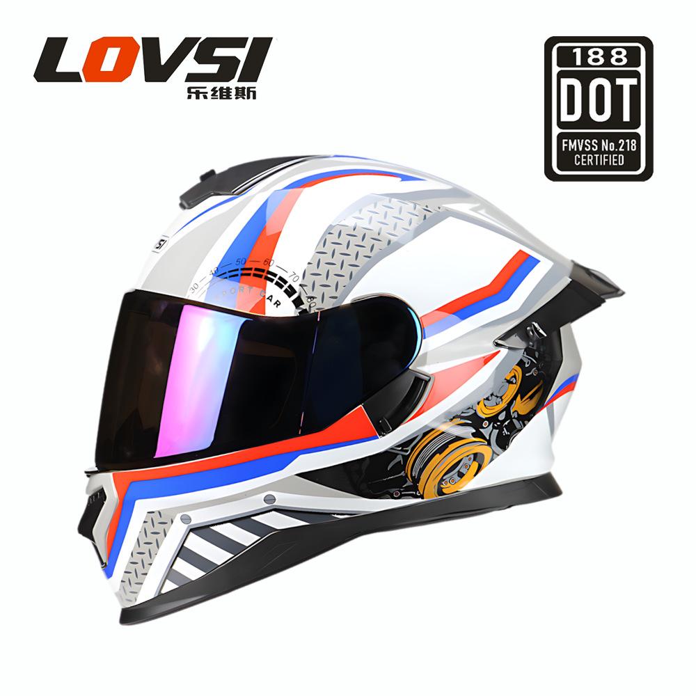 Men's and Women's Double Lenses Big Tail Motorcycle Riding Winter Cool Personality Full Helmet