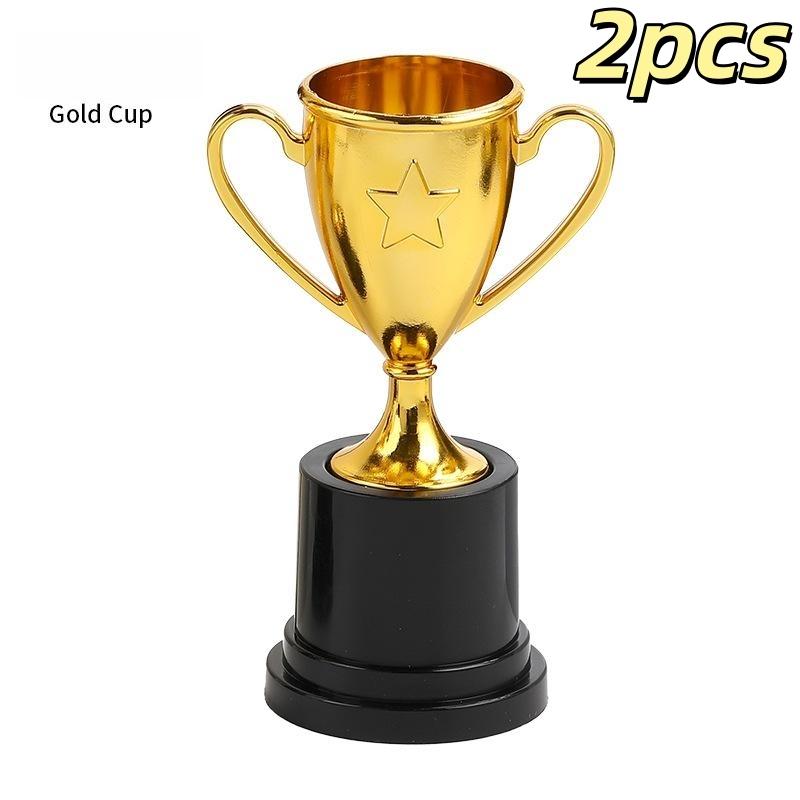 2Pcs Plastic Trophy Small Size Trophy Model Award Trophies Plastic Material Pentagram Star Award Cup Kids Party