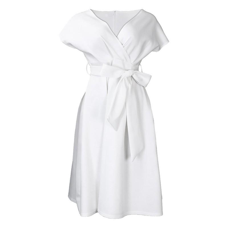 Summer New European American Large Size Women s Clothes Sexy Big V-neck Swing Dress L белый
