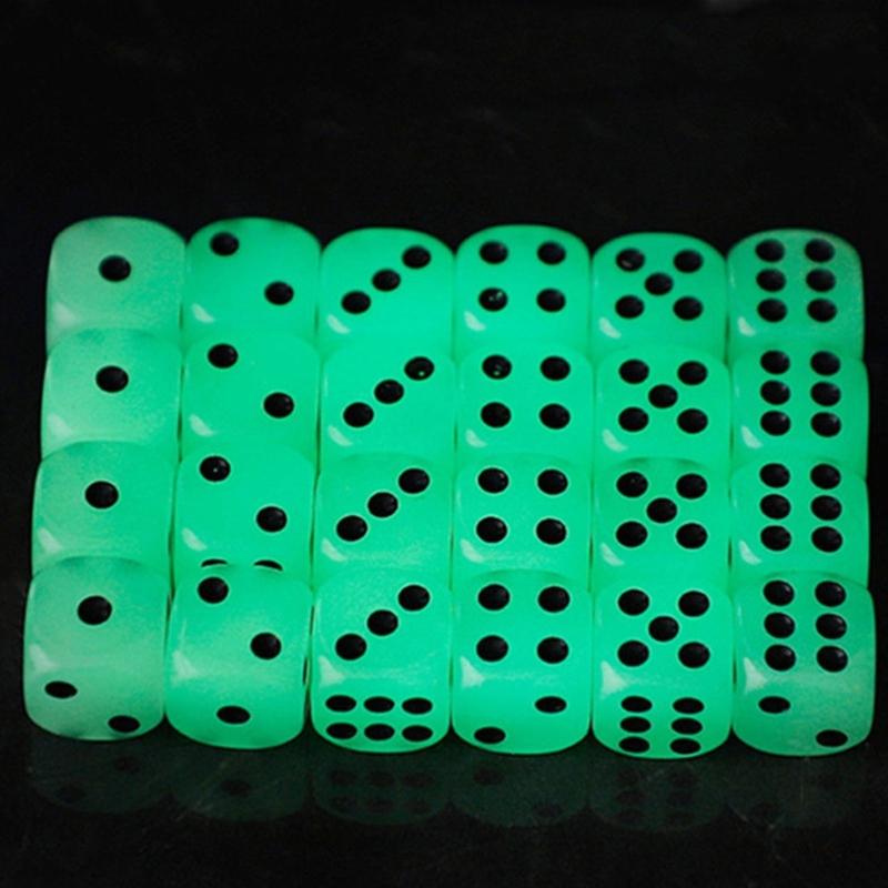 10Pcs Luminous-Dices Set Glow in The Dark Dices Set 14/16mm 6 Sided Dices Cubes