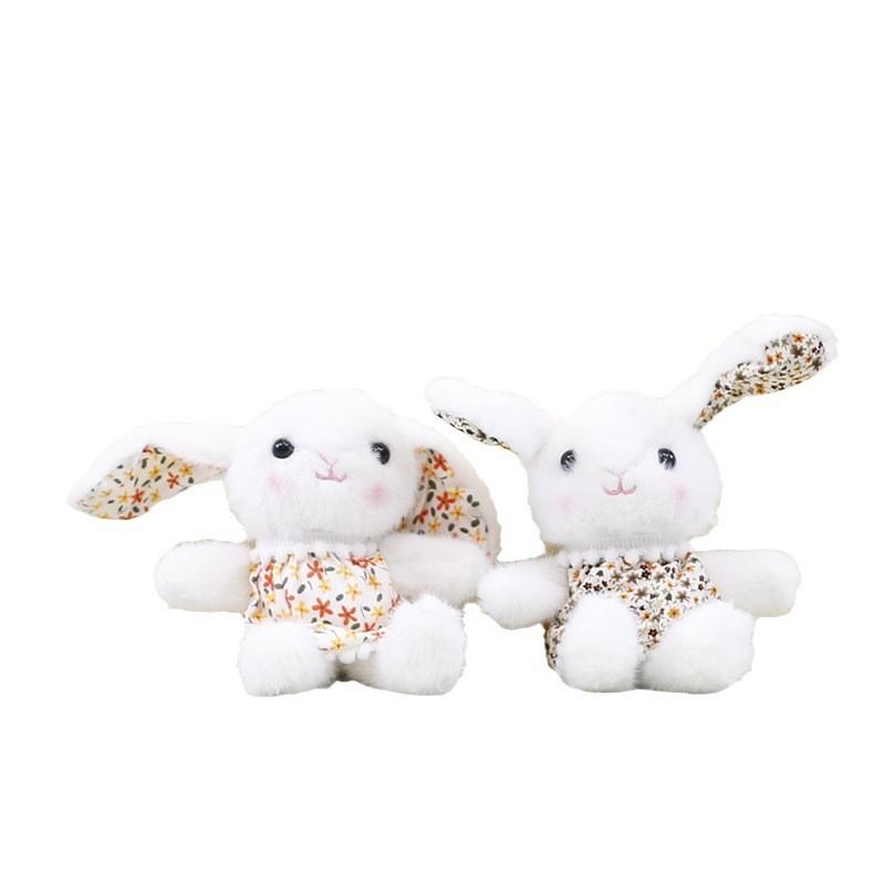 Charming Short Plush Rabbit Keychain Accessory In Lovely Floral Designs Perfect For Bags