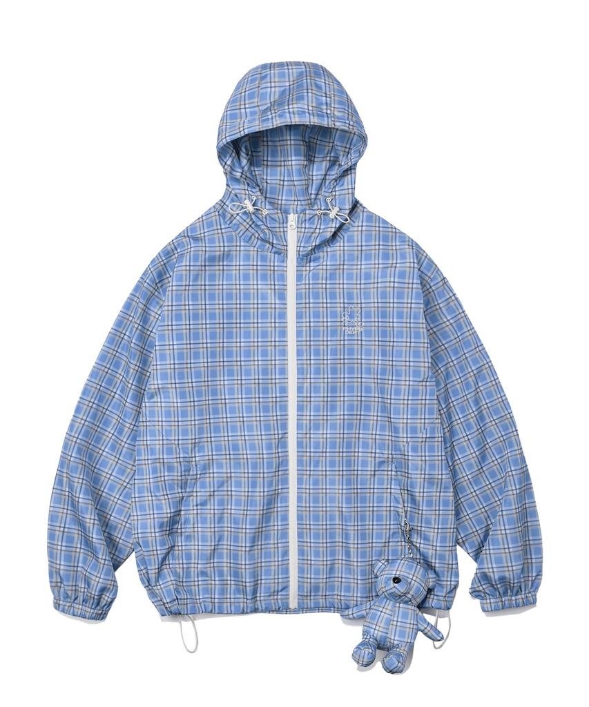 Physisches Fach Bär Schlüsselanhänger Check Windjacke_Blau