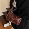 Trend retro style Maillard hand carrying dumpling bag versatile foreign style commuting oil wax leather texture messenger women's bag
