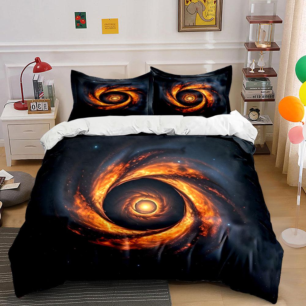 Fiery vortex with starry sky Print Soft Comfortable Duvet Cover Bedding Set Included 1*Duvet Cover 2*Pillowcases Luxury Gift