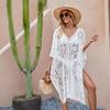 Vintage Lace Mesh Sunscreen Beach Cover Up Plus Size Casual Bohemian Shawl Floral Transparent Swimsuit Cover Up Women