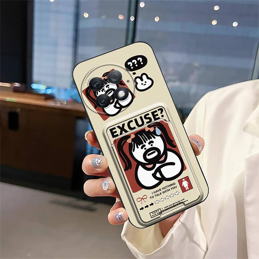 Waterproof Back Cover Phone Case For OnePlus Ace2 Pro/1+Ace2 Pro Card sleeve Cute Soft case Silicone Card slot TPU Cover