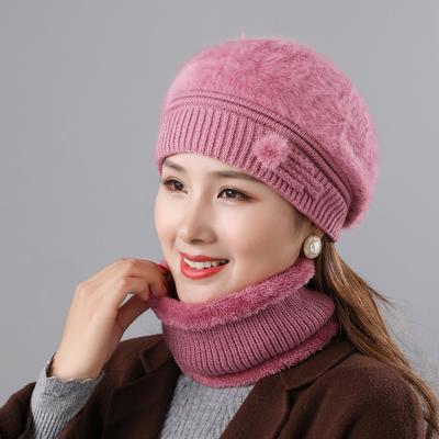 Winter Scarf, Hat for Women with Thick Fleece and Warm Beret Fashionable Windproof Knitted Hat Scarf Sets for Women Mother's Cycling Woolen Hat Sets