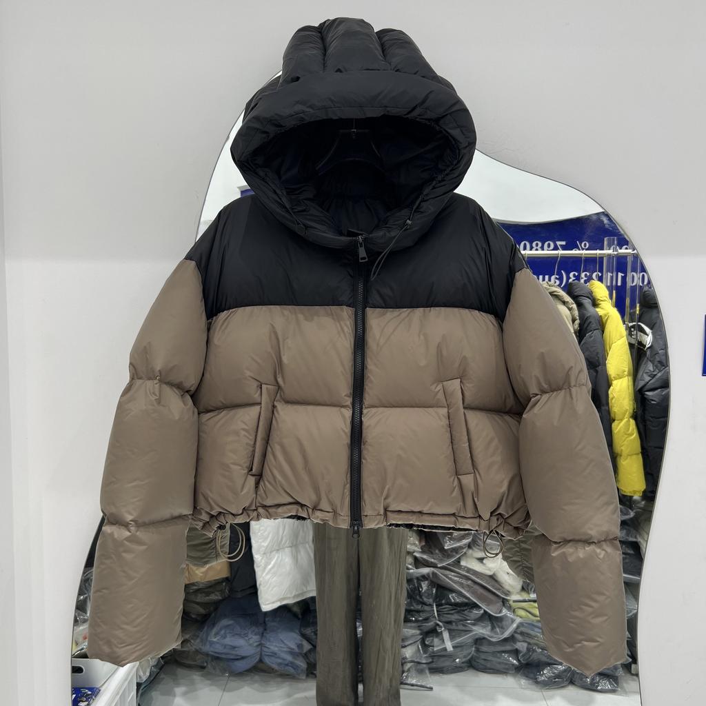 Color matching short down jacket women's new fashion loose small bread jacket white duck down jacket tide