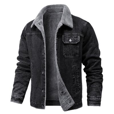 Giacca invernale calda in denim da uomo, foderata, spessa, antivento, calda