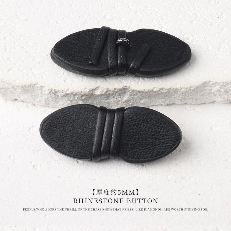 

5pcs Hand-Sewn Leather Buttons High Foot Leather Buttons Coat Leather Jacket Buttons Sweater Trench Coat Leather Buttons Decorative Buttons 49Mm black