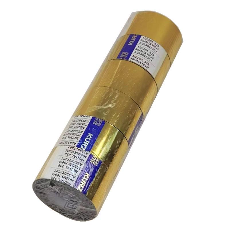 Pryskyřičná karbonová páska odolná proti poškrábání pro potisk potravin typu Jelly Sausage - originál KURZ ve zlaté a stříbrné barvě