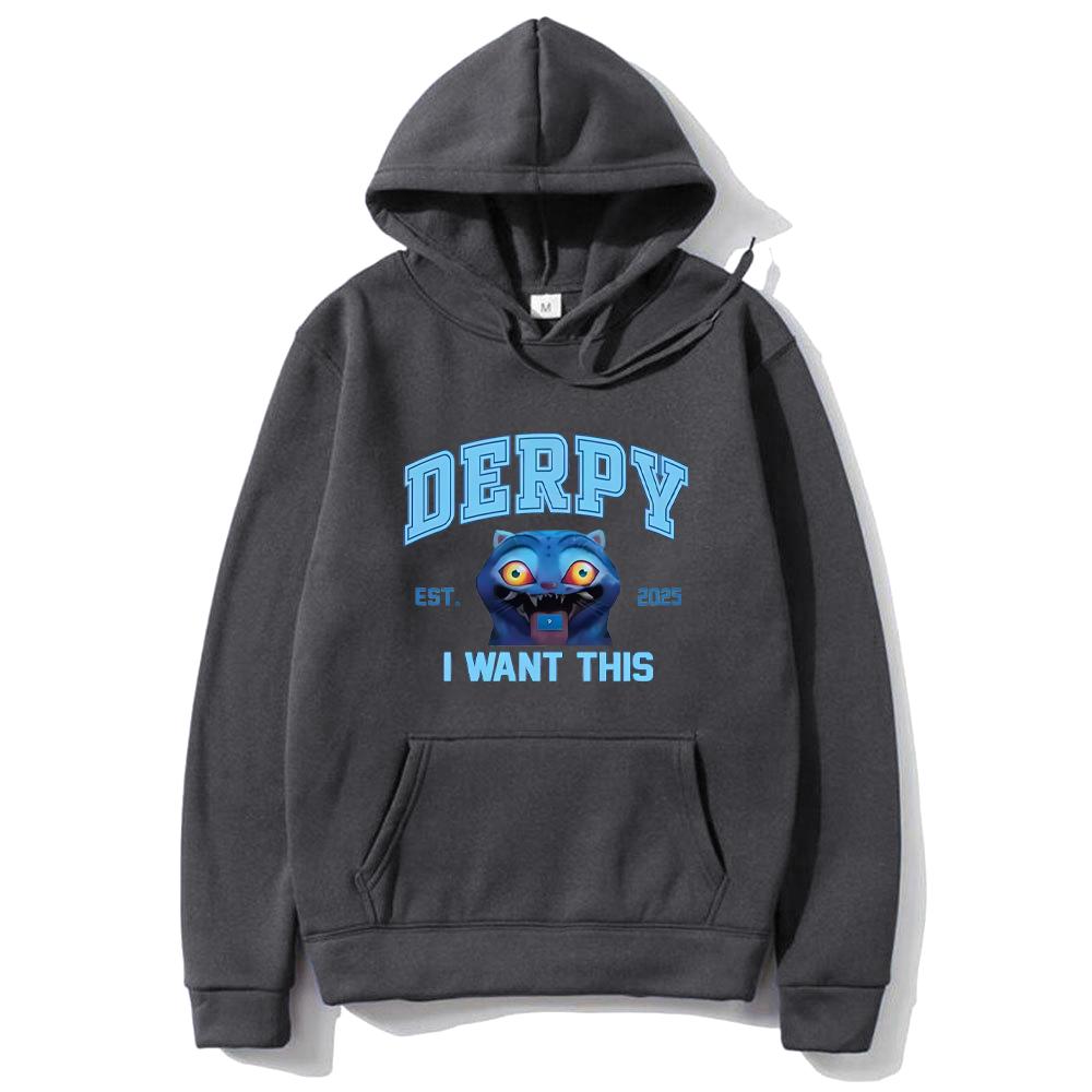 KPop Demon Hunters Derpy Tiger Funny Graphics Hoodie Men Women's Clothes Streetwear Vintage Fleece Long Sleeve Pullovers