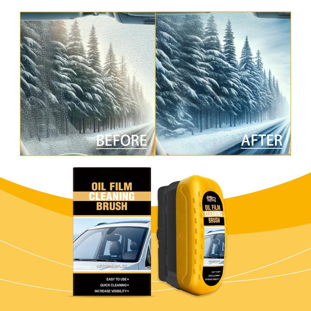 Car windshield oil film removal brush, car window and windshield oil film cleaning brush, automotive glass cleaning brush.