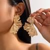 Punk Metal Ginkgo Leaf Earrings for Women - Trendy Gold Design