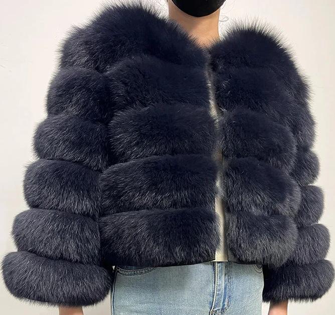 Kurzer Wintermantel aus Kunstfuchs für Damen - Europäischer & Amerikanischer Stil, Langärmelig